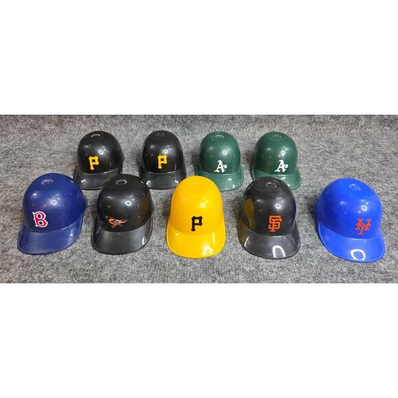 Mini MLB Baseball Batting Helmet Collection Featuring 9 Teams Vintage Plastic - Picture 1 of 8